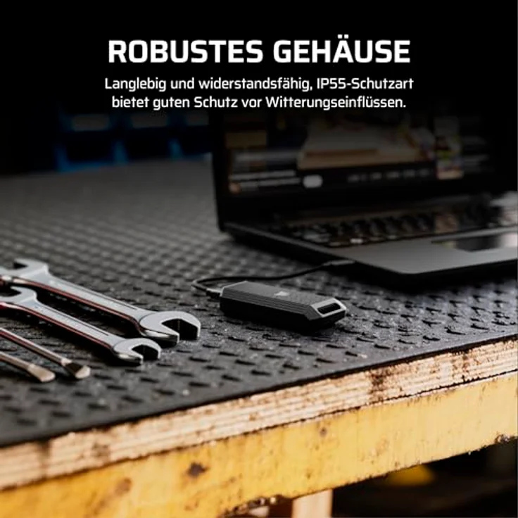 Corsair EX400U Survivor 4TB USB4 Externe SSD, bis zu 4.000 MB/s, IP55-Schutz, Plug & Play, Schwarz – Bild 3