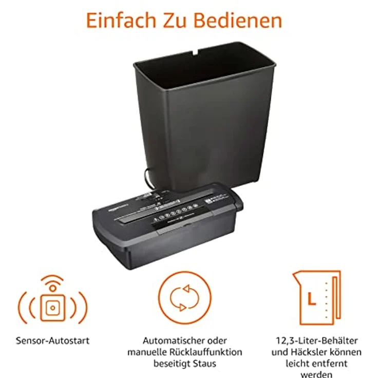 AmazonBasics Aktenvernichter, 7-8 Blatt, Streifenschnitt, CD-Schredder - Preisvergleich – Bild 4