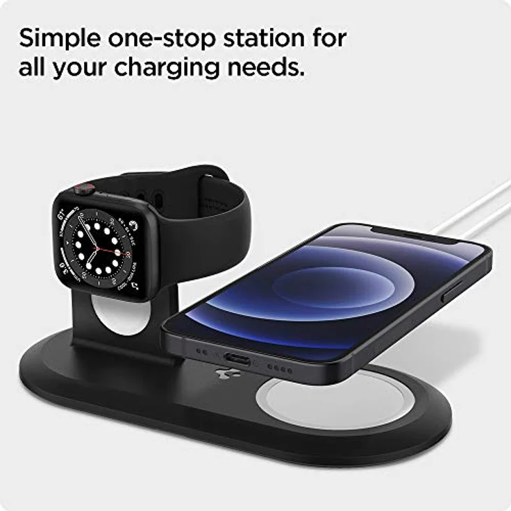 Spigen Mag Fit Duo Designed für MagSafe Ladegerät Pad/Kompatibel mit iPhone 15/14/13/12 und Apple Watch Ultra 2/Ultra 9/8/7/6/5/SE/4/3/2/1 - Schwarz – Bild 2