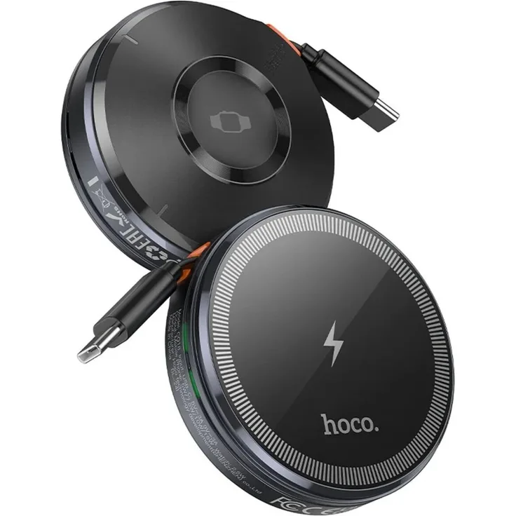 Hoco CQ18 Kabelloses Ladegerät mit USB-C Kabel, kompatibel mit MagSafe und Apple Watch 15W, Aluminium