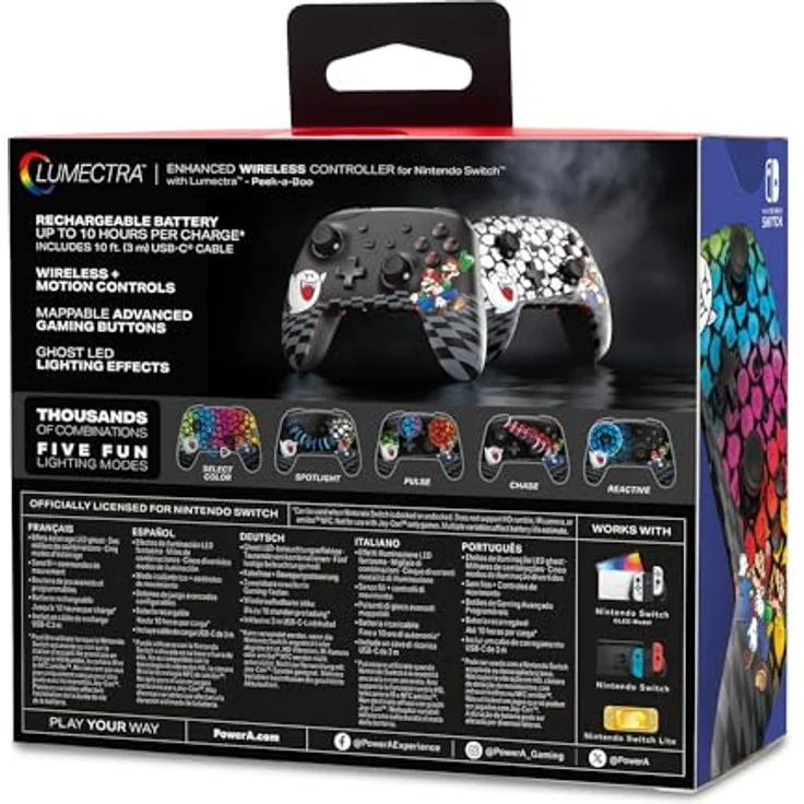PowerA Enhanced Wireless Controller für Nintendo Switch, Kabelloser Gamepad mit Lumectra - Mario, Peek-A-Boo, Bluetooth 5.0, bis zu 30 Stunden Akkulaufzeit, USB-C-Ladekabel 3 m – Bild 3
