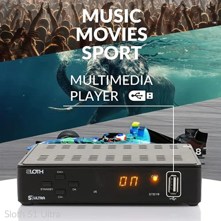 RED OPTICUM Sloth S1 Ultra Sat Receiver mit PVR I Digitaler Satelliten-Receiver HD 1080p - HDMI - LAN - USB - Coaxial Audio I 12V Netzteil ideal für Camping I Receiver für Satellitenschüssel – Bild 5