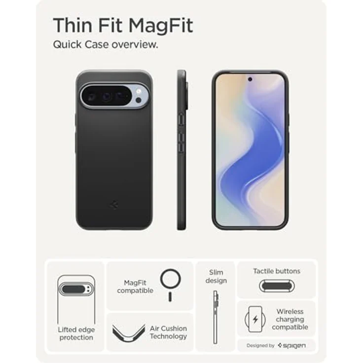 Spigen Thin Fit MagFit Hülle für Google Pixel 10 Pro XL, Kompatibel mit Pixelsnap und MagSafe, Robuste Konstruktion, Schwarz – Bild 3