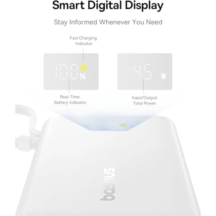 Baseus PicoGo 10000mAh Powerbank, 45W Schnellladung, kompaktes Design, Weiss – Bild 6