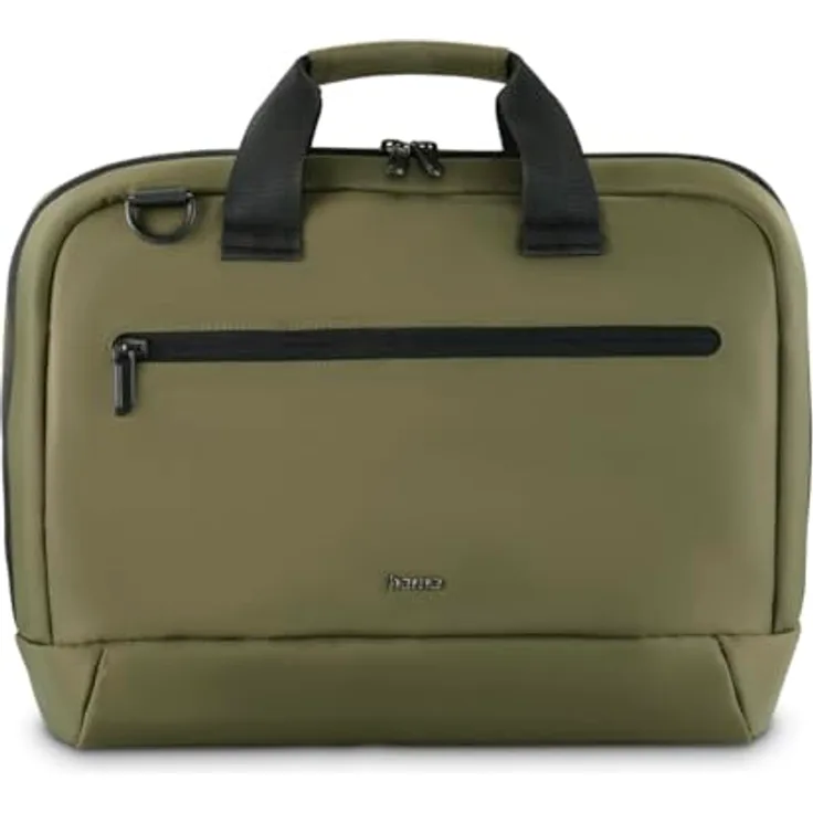 Hama Laptoptasche für Laptops 13,3“ - 14,1“ (leichte Businesstasche als Umhängetasche oder Tragetasche, Notebooktasche mit Organizer-Vorderfach und -Innenfach, wasserabweisend, gepolstert) Oliv