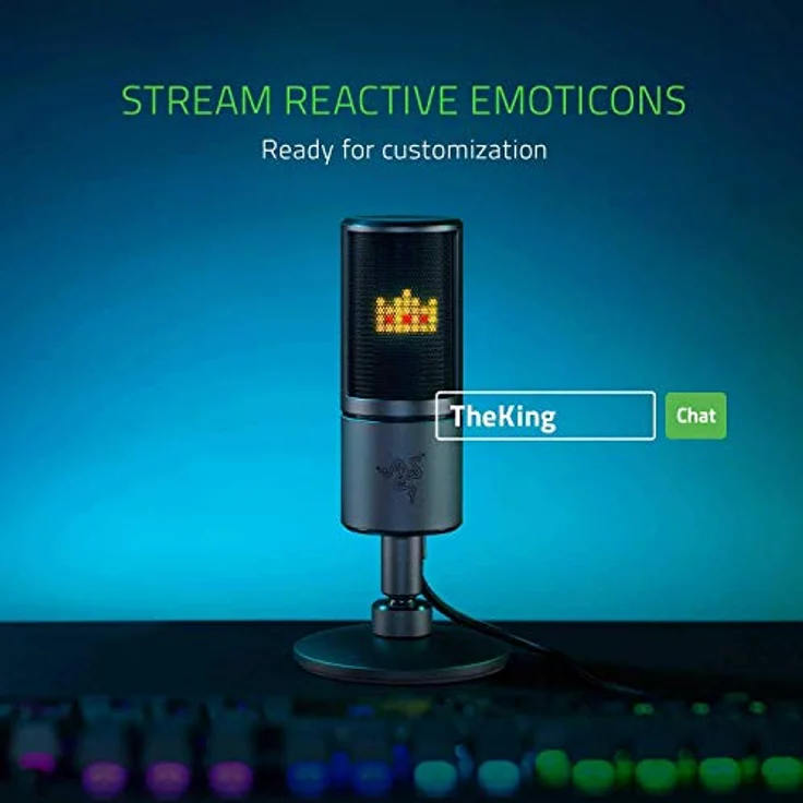 Razer Seiren Emote - USB Kondensator-Mikrofon für Streaming mit Emoticon Display (8-Bit-LED-Display, Stream-Reaktiv, Hyperkardioid Mikrofon, Schockdämpfer, Plug & Play) Schwarz – Bild 5