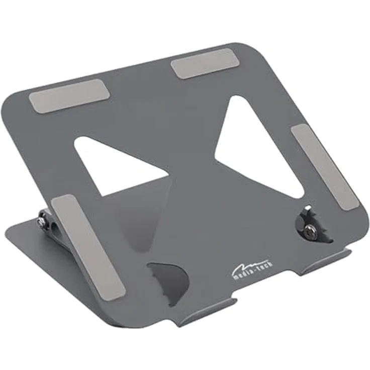 Media-Tech Ergonomischer Laptop-Ständer 10-17 Zoll, Höhenverstellbar & klappbar, Stabiler Aluminium- und Karbonstahl Notebookhalter mit rutschfesten Füßen – Bild 2