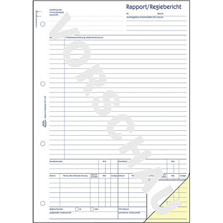 Avery Zweckform Regiebericht Formular 1769, DIN A4, 2x40 Blatt, selbstdurchschreibend, gelb, FSC-zertifiziert – Bild 4