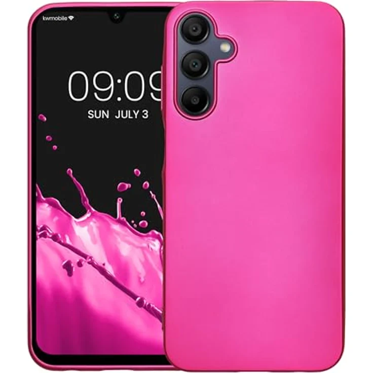 kwmobile Case kompatibel mit Samsung Galaxy A15 5G - Silikon Schutzhülle metallisch schimmernd in Metallic Pink, rutschfest und reißfest – Bild 5