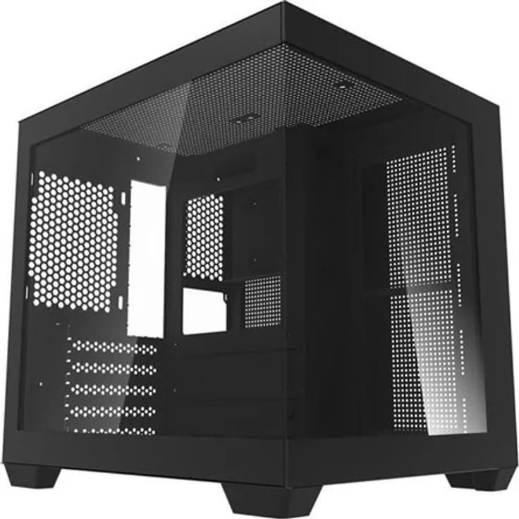 Darkflash C275P M-ATX Computer Case, kompakt, 270° Panorama-Glas, Schwarz