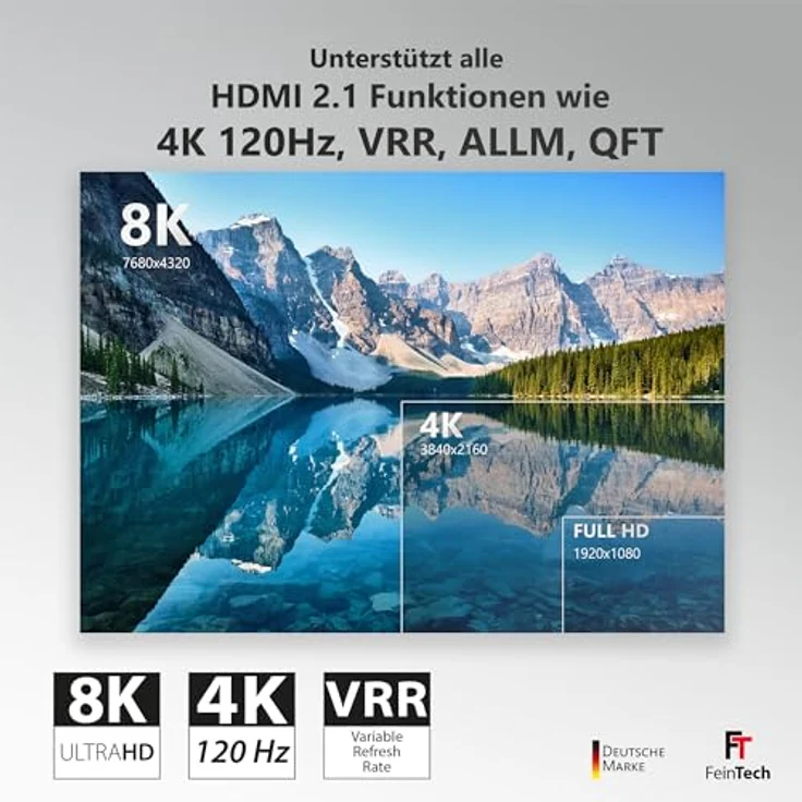 FeinTech SW212 HDMI 2.1 Switch 2 In 1 Out mit Audio Extractor, 4K 120Hz, 8K 60Hz, automatischer Umschaltung, VRR, ALLM, Optical SPDIF und 3,5 mm Klinke – Bild 4