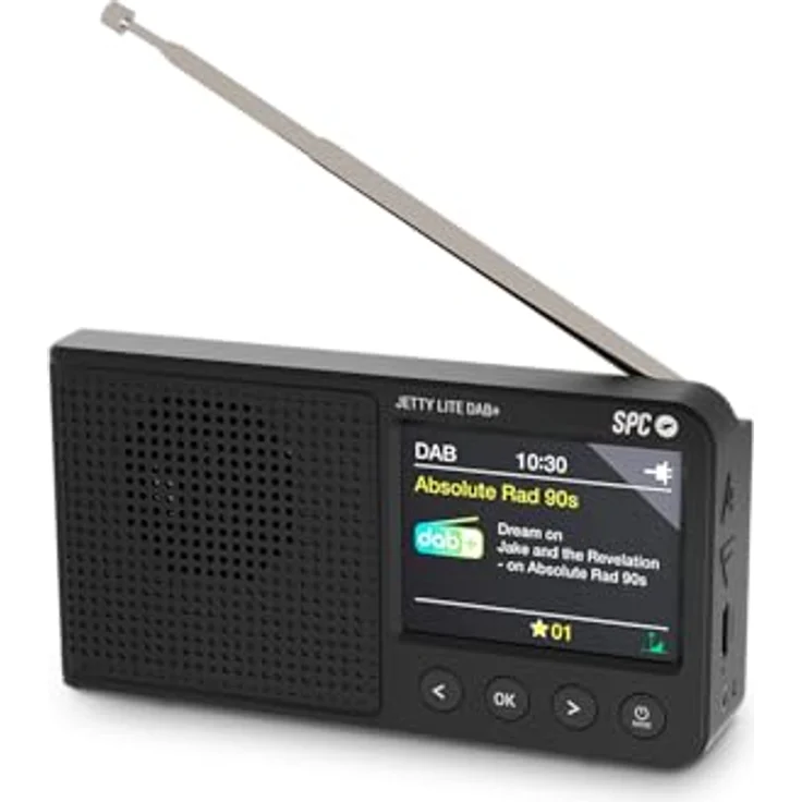 SPC Jetty Lite DAB+, Tragbares Radio mit DAB+/UKW RDS, 80 Speicherplätzen, 2,4" TFT-Farbdisplay, Bluetooth, Kopfhörerbuchse, Akku bis zu 7h, Wecker und Snooze - Schwarz – Bild 3
