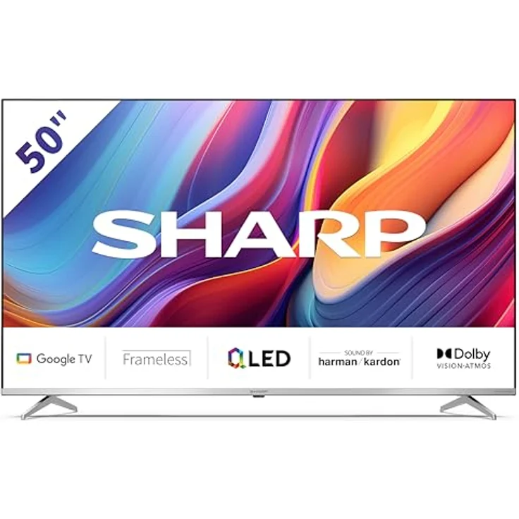SHARP 50GP6265E 50 Zoll 4K Ultra HD QLED Fernseher ohne Rahmen mit Google TV, Dolby Vision & Atmos, HDMI 2.1, Chromecast, Harman/Kardon Sound – Bild 1