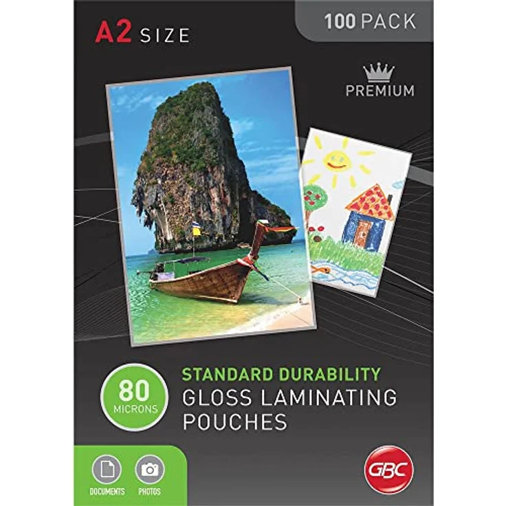 GBC Laminierfolien A2 80 mic, Robuste Laminiertaschen im 100er Pack, Großformat, Glänzend, Transparent, Ideal für Büro & Schule, IB589782 – Bild 1