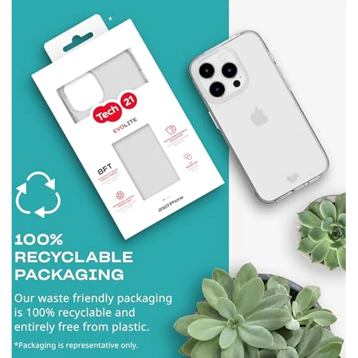 tech21 Evolite Clear, Smartphone Hülle für Apple iPhone 15 Pro, transparent, schlagfest bis 2,4m, biologisch abbaubar – Bild 8