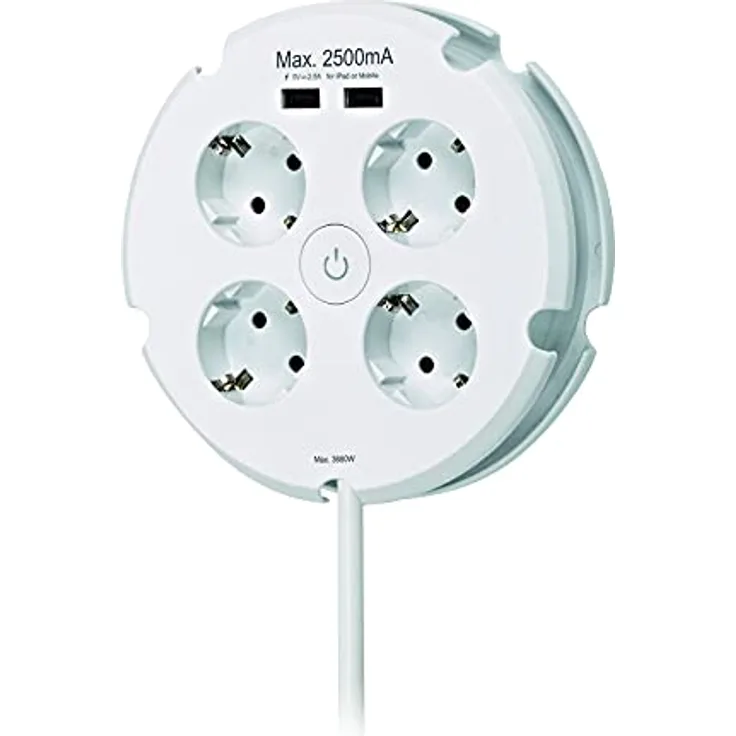 Simon Brico Mehrfachsteckdose, 4 Steckdosen + 2 USB, 2,5 A