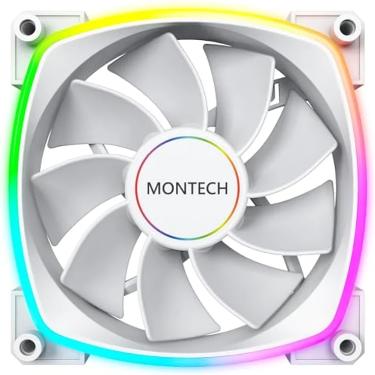 Montech RX140 PWM ARGB Reverse Lüfter- 140mm, weiß - Gehäuselüfter mit max. 1.600 U/min, sehr leise, RGB-Beleuchtung – Bild 2
