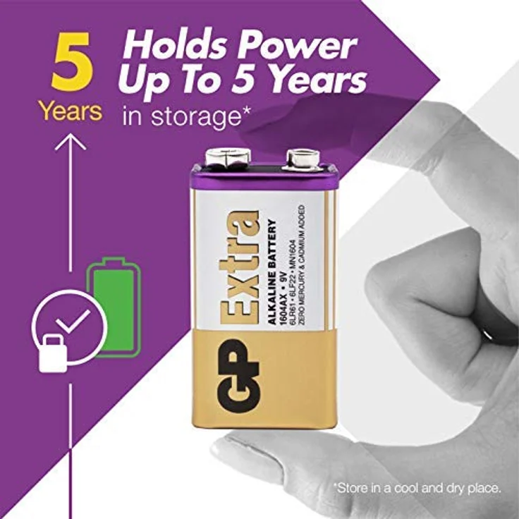 GP Batteries - Pack de 8 Pilas 9V alcalinas (MN1604 / 6LR61) - Duración y Rendimiento excepcional - 9 Voltios / PP3 / 6LR61 / MN1604 – Bild 4