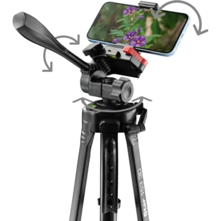 Hama Kamera Stativ Star 153 3D, höhenverstellbar 58–153 cm, bis 3 kg Belastbarkeit, mit Tasche – Bild 5