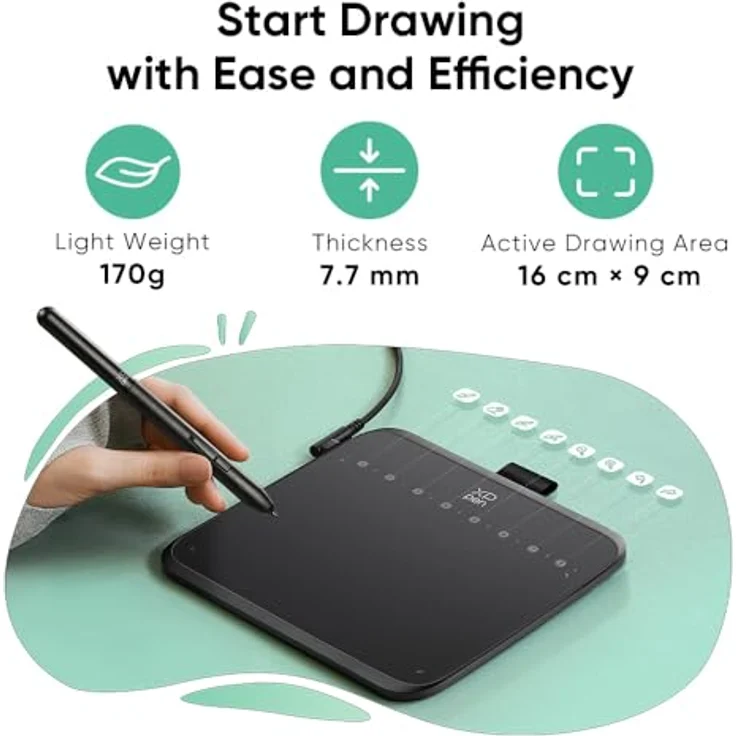 XP-Pen Deco 640 Grafiktabletts, 16.384 Druckstufen, Neigungssupport, Schwarz – Bild 4