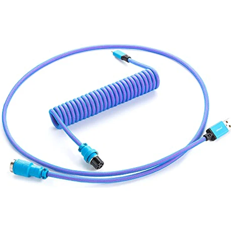 CableMod Pro Coiled Keyboard Cable USB-C zu USB Typ A, 1.50 m, Galaxy Blue, USB 2.0, Hochwertiges Spiralkabel mit fünfpoligem Aviator-Plug – Bild 1