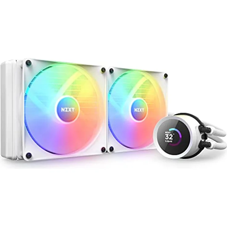 NZXT Kraken 280 RGB - RL-KR280-W1-280mm AIO CPU Wasserkühlung - 1,54" LCD Display 240x240-2x140mm RGB Core Fans - EIN Breakoutkabel zur einfachen Installation - anpassbar CAM - Weiß – Bild 1