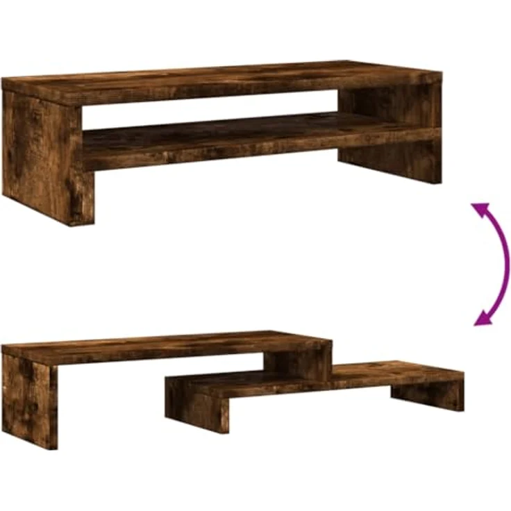 vidaXL Monitorständer Räuchereiche, Holzwerkstoff, 54x22x15 cm mit Stauraum, max. Belastbarkeit 25 kg – Bild 7