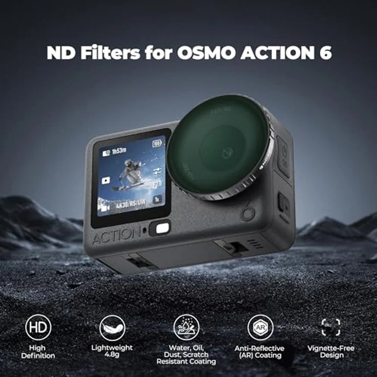 Freewell ND8, ND16, ND32, ND64 Standard-Tagesfilter-Set für DJI Osmo Action 6, 4er-Pack ND-Filter für flüssigere Videos und Überbelichtungskontrolle – Bild 2