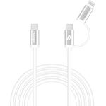 Alkaya 2-in-1 Ladekabel USB-C & Lightning, 1m, schnelles Laden bis 65W, weiß