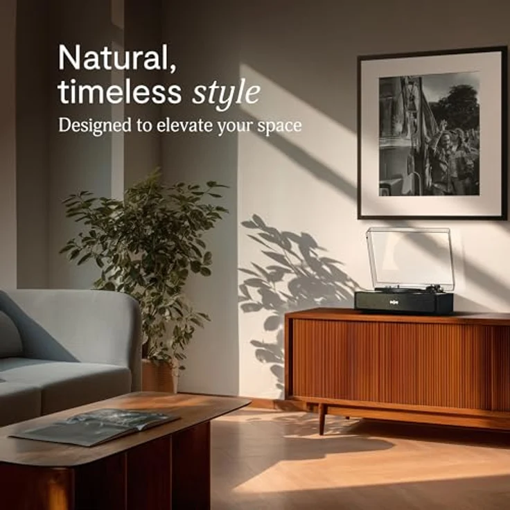 House of Marley Rise Up, Bluetooth Plattenspieler mit integrierten Lautsprechern, 3-Gang (33/45/78 U/min), Bambus-Finish, nachhaltige Materialien & Dust Cover – Bild 4