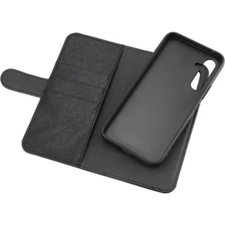 Essentials PU Wallet für Samsung Galaxy A54 5G, abnehmbares Cover mit 3 Kartenfächern, schwarz