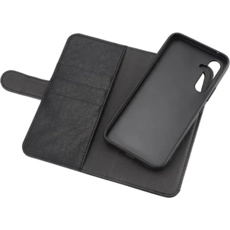 Essentials PU Wallet für Samsung Galaxy A54 5G, abnehmbares Cover mit 3 Kartenfächern, schwarz