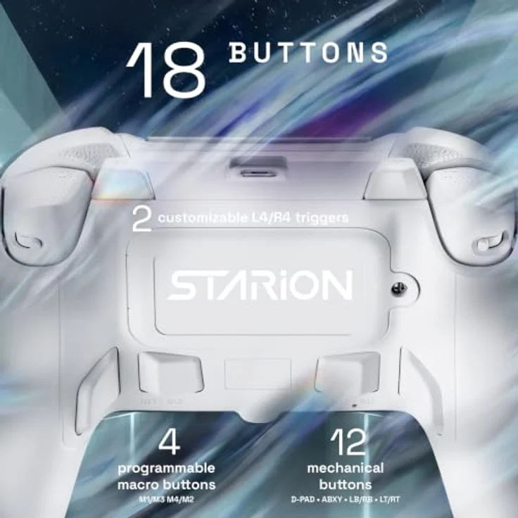 Oniverse Starion Wireless Controller - Weiß, Bluetooth Gamepad für Android, PC, PlayStation 5 und iOS – Bild 2