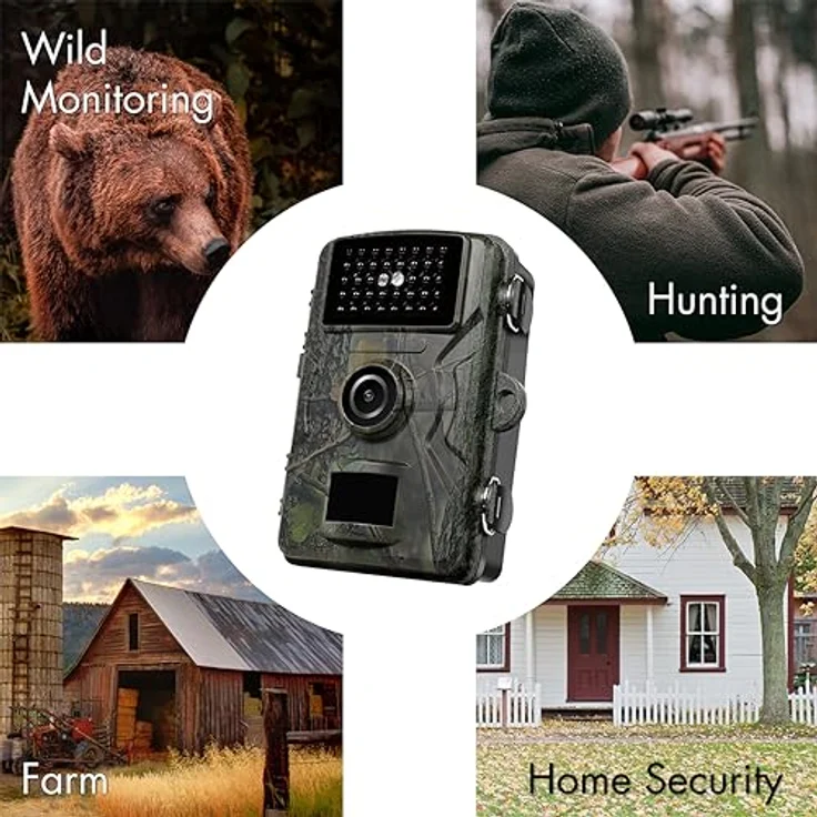 Wildkamera mit Nachtsicht, Wärme- & Bewegungsauslöser, Full HD 1080p Auflösung (1920x1080 (16:9)@30 fps), IP66 Schutz, 90°-Weitwinkel-IR-Erfassungsbereich für ein breiteres Sichtfeld, 2-Zoll-LCD - Preisvergleich – Bild 3