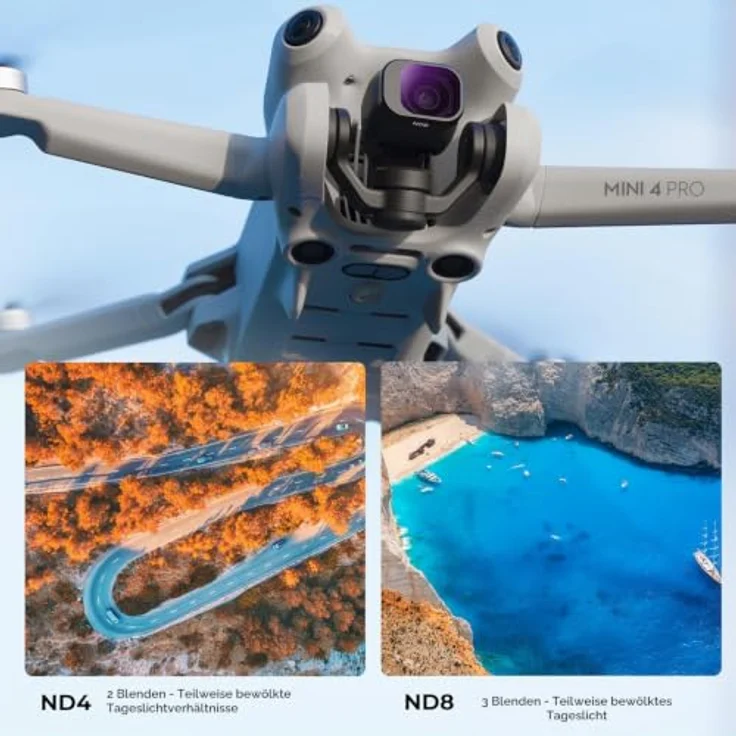 K&F CONCEPT Mini 4 Pro ND Filterset, 6 Stück ND4 bis ND1000, HD optisches Glas, ultraleichter Rahmen, kompatibel mit DJI Mini 4 Pro – Bild 3