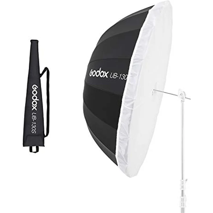 Godox UB-130S Parabolischer Innenschirm mit Reflektor-Regenschirm, Studio-Licht, 130 cm, silberfarben – Bild 1