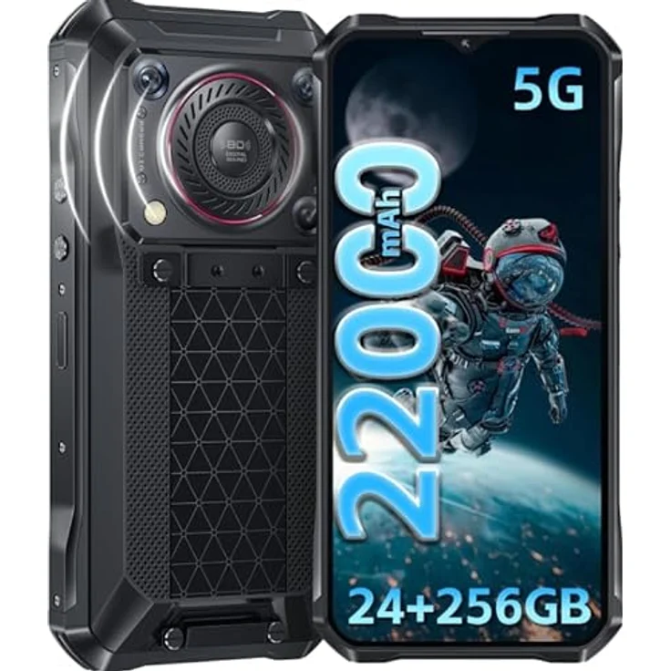 OUKITEL WP33 Pro Outdoor Handy 5G - 22000mAh Akku 136dB Lautsprecher, 24+256GB Outdoor Smartphone Ohne Vertrag, 64+32+20MP Night Vision, 6,6" FHD+ Display, IP68 Wasserdicht Android 13,NFC,Face ID – Bild 1