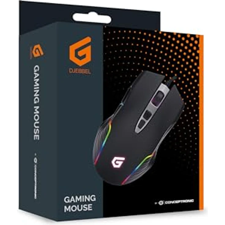 Conceptronic DJEBBEL03B 7D Gaming USB-Maus, 7200 DPI, RGB-LED-Beleuchtung, ergonomisches Design, für Rechtshänder – Bild 4