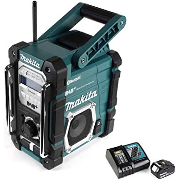 Makita DMR 112 RT1 7,2 - 18V Bluetooth + 1x 5,0Ah Akku + Ladegerät Baustellenradio mit Bluetooth, geeignet für Outdoor, blau – Bild 4