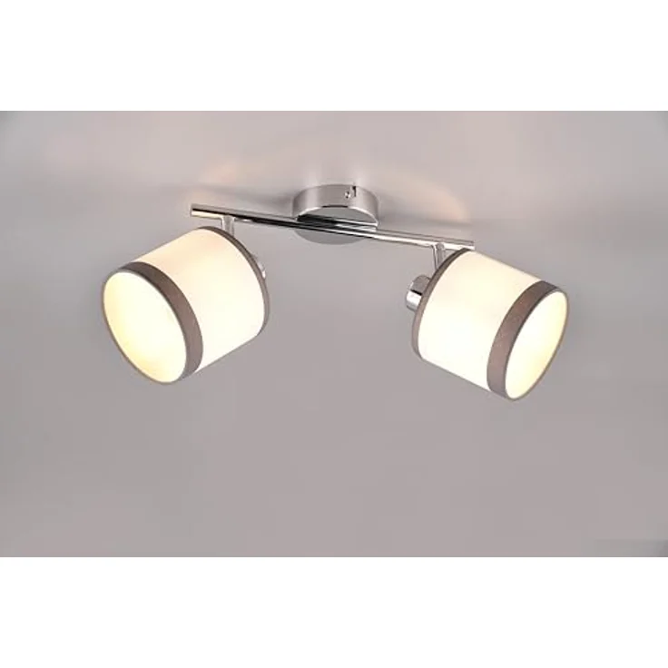 RL LIVE YOUR LIGHT Reality Leuchten Spotbalken Davos R81552006, Metall Chrom, Schirme Stoff Grau/Weiß, exkl. 2x E14 – Bild 2