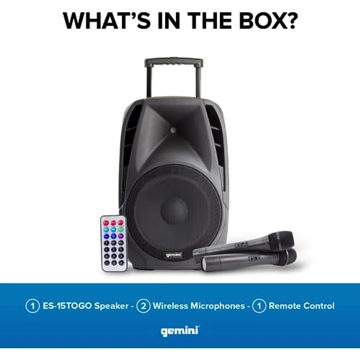 Gemini ES-15, 2-Wege Standlautsprecher mit 200 W RMS, 800 W Musikleistung, 8 Ohm, Schwarz – Bild 2
