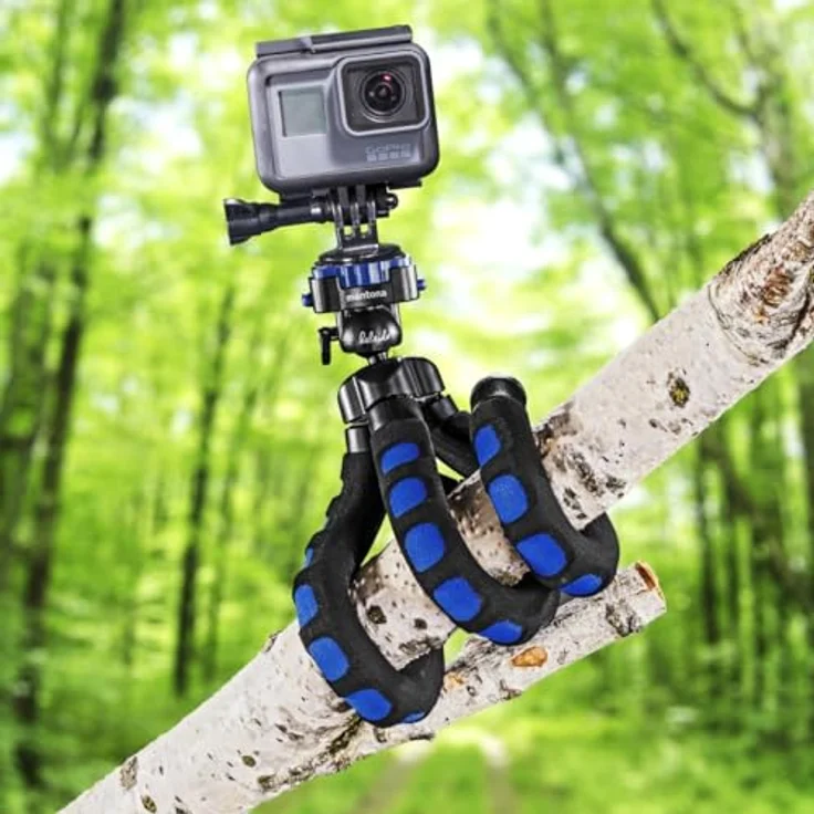 Mantona kaleido Flex leichtes Flex Stativ (mit hochwertigem 360° Kugelkopf, geeignet für Digital und Videokameras, Smartphones und Action Cams) ocean blue – Bild 4