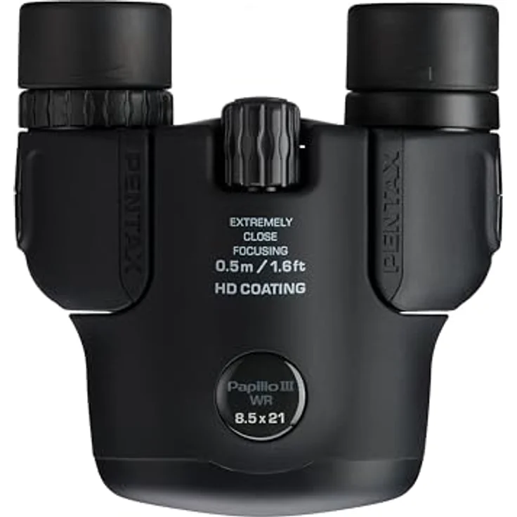 Pentax Papilio III 8,5 x 21 Fernglas, wetterbeständig, Schwarz, 50 cm Nahfokus, spritzwassergeschützt, HD-Vergütung für Naturbeobachtung und Live-Sport – Bild 2