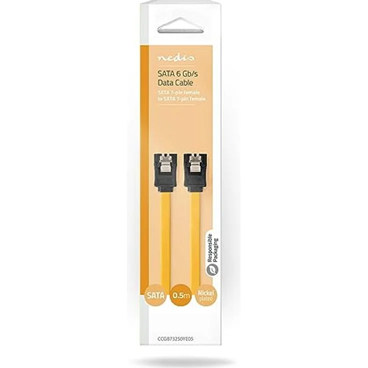 Nedis SATA Kabel 6 Gbps, 0.50 m flach, PVC, gelb, 7-Pin-Buchse, vernickelt – Bild 5