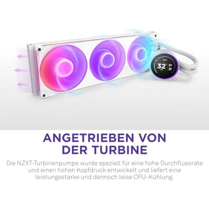 NZXT Kraken Elite 420 RGB 2025, AIO CPU Flüssigkeitskühler mit 420mm Radiator, anpassbarem 2,72" IPS LCD und RGB Core Lüftern, für AMD® AM5/AM4 und Intel® LGA 1851/1700, 1200/115X, Weiß – Bild 2