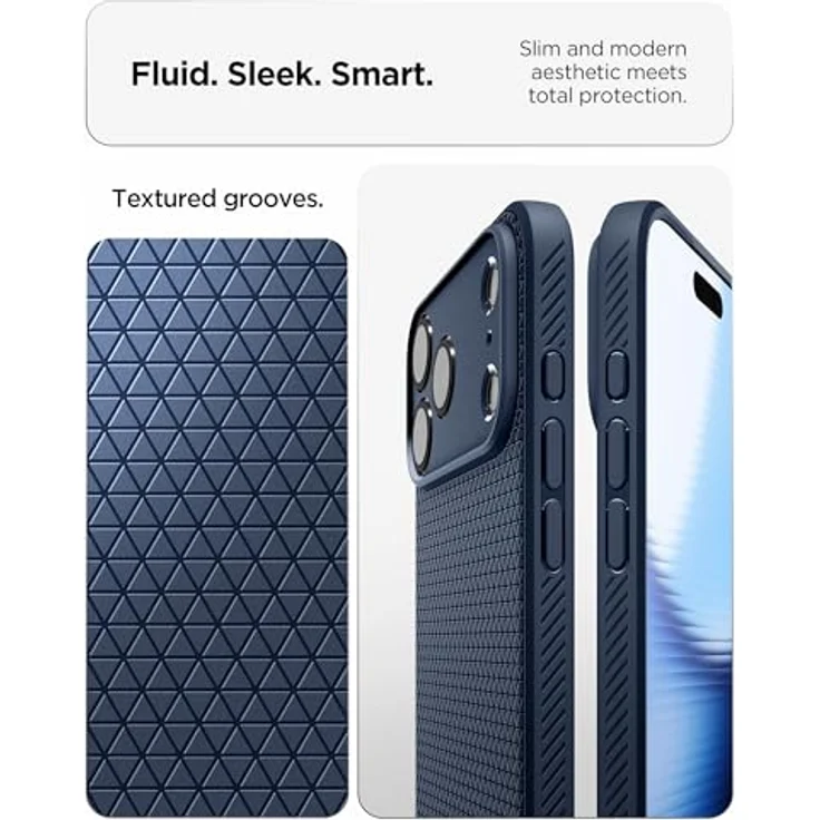 Spigen iPhone 17 Pro Max Hülle Liquid Air Case, rutschfest, Militärgeprüfter Schutz, Air Cushion Technologie, Navy Blue – Bild 3