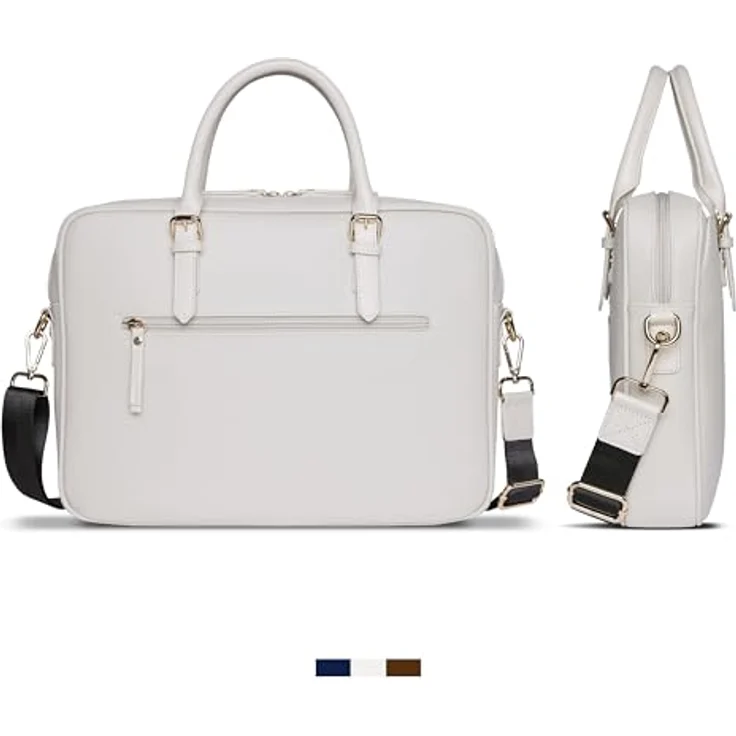 bugatti Ella Businesstasche 15", Saffiano-Art Kunstleder Aktentasche mit Laptopfach, beige, 38 x 6 x 27,5 cm, abnehmbarer Schultergurt – Bild 3
