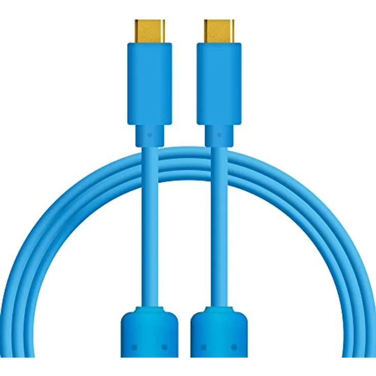DJ TechTools Chroma Cable USB-C zu C blue, hochwertiges USB 2.0 Kabel (vergoldete USB-Kontakte, Ferrit Kern, 1,0m lang, Adapterkabel, integrierter Klettkabelbinder), Blau
