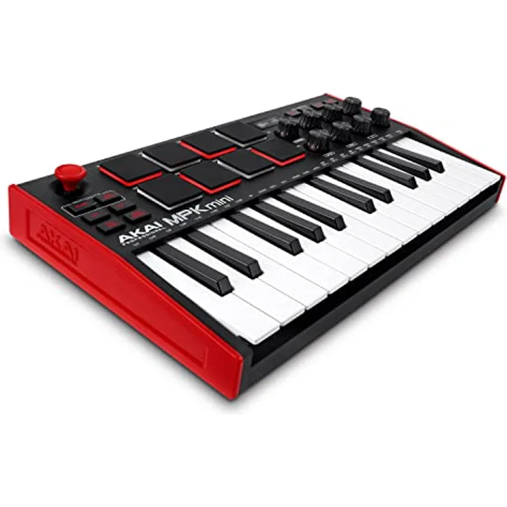AKAI Professional MPK Mini MK3 – 25-Tasten USB MIDI Keyboard Controller, 8 hintergrundbeleuchtete Drum Pads, 8 Regler und Musikproduktion-Software