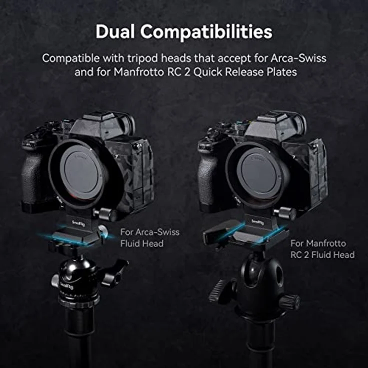 SMALLRIG Rotatable Collar Mount Plate für Sony Alpha 7R V/Alpha 7 IV/Alpha 7S III/Alpha 7R IV, für Arca-Typ und für Manfrotto RC2-Platte, Unterstützt Horizontale und Vertikale Aufnahmen - 4148 – Bild 5